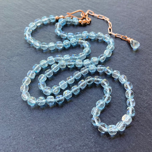 Blue Topaz Hand Knotted Silk Necklace