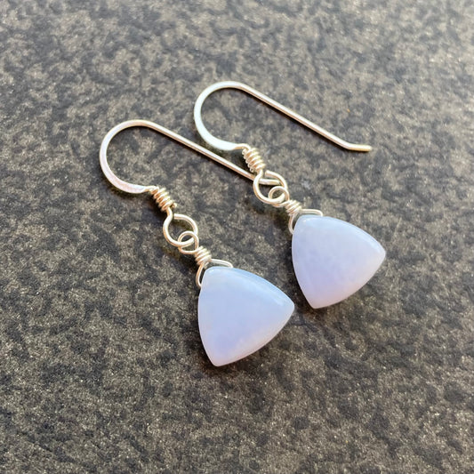 Blue Lace Agate & Sterling Silver Earrings