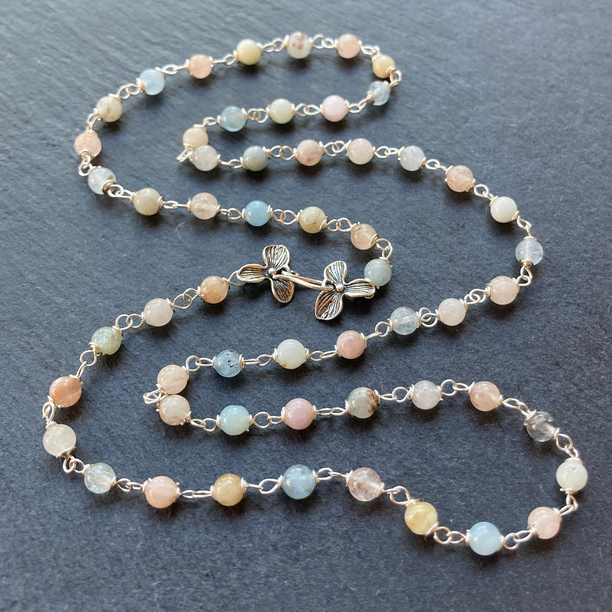Multi Beryl & Silver Necklace