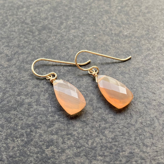 Natural Chalcedony & Gold Earrings