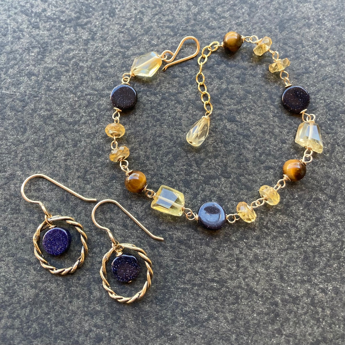 Multi Gemstone Midnight Blue & Gold Bracelet
