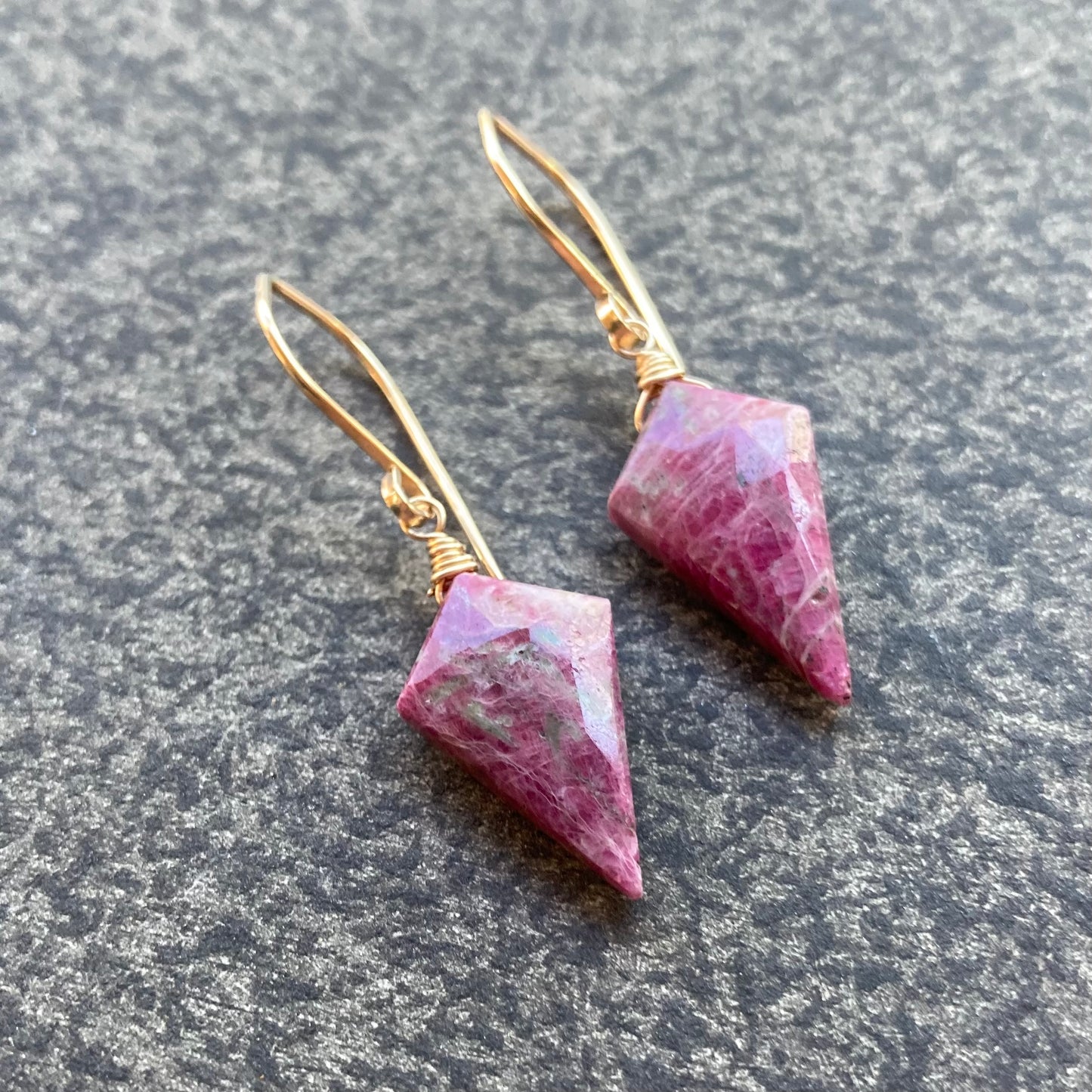 Ruby & Gold Arrowhead Earrings