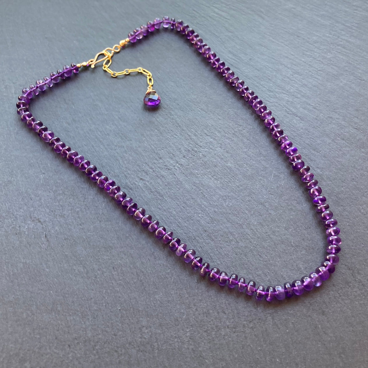 Amethyst Hand Knotted Silk Necklace