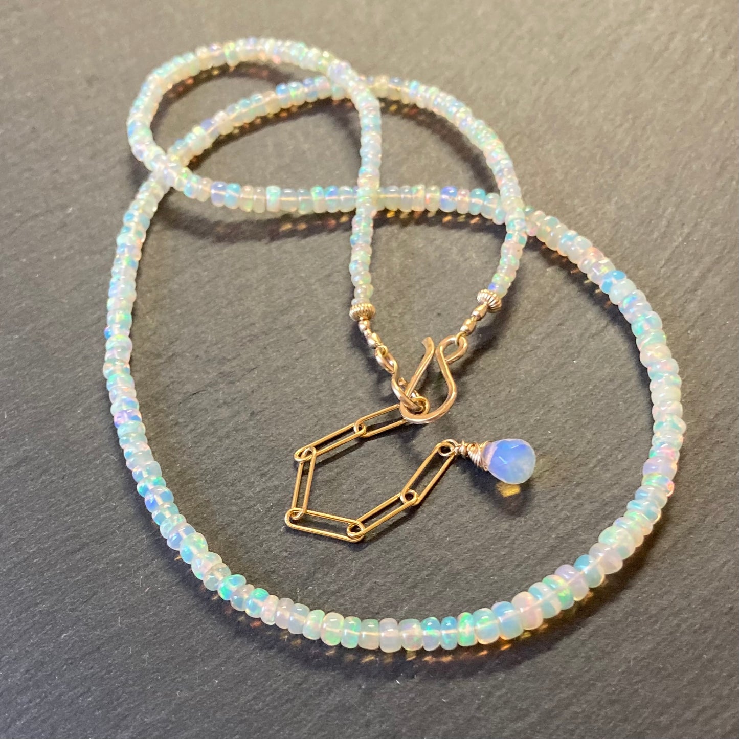 Ethiopian Opal & Gold Beaded Necklace