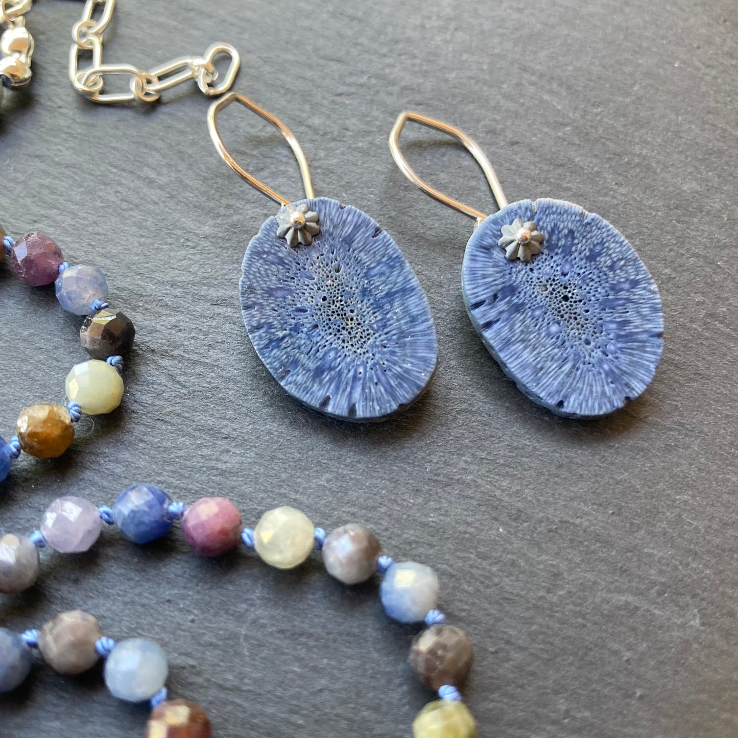 Multicolor Sapphire Hand Knotted Silk Necklace
