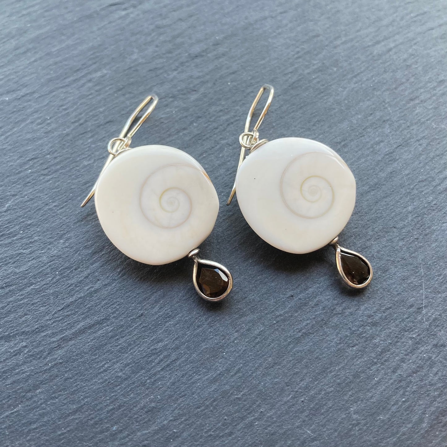 Smoky Quartz & Sterling Silver Shiva Eye Earrings