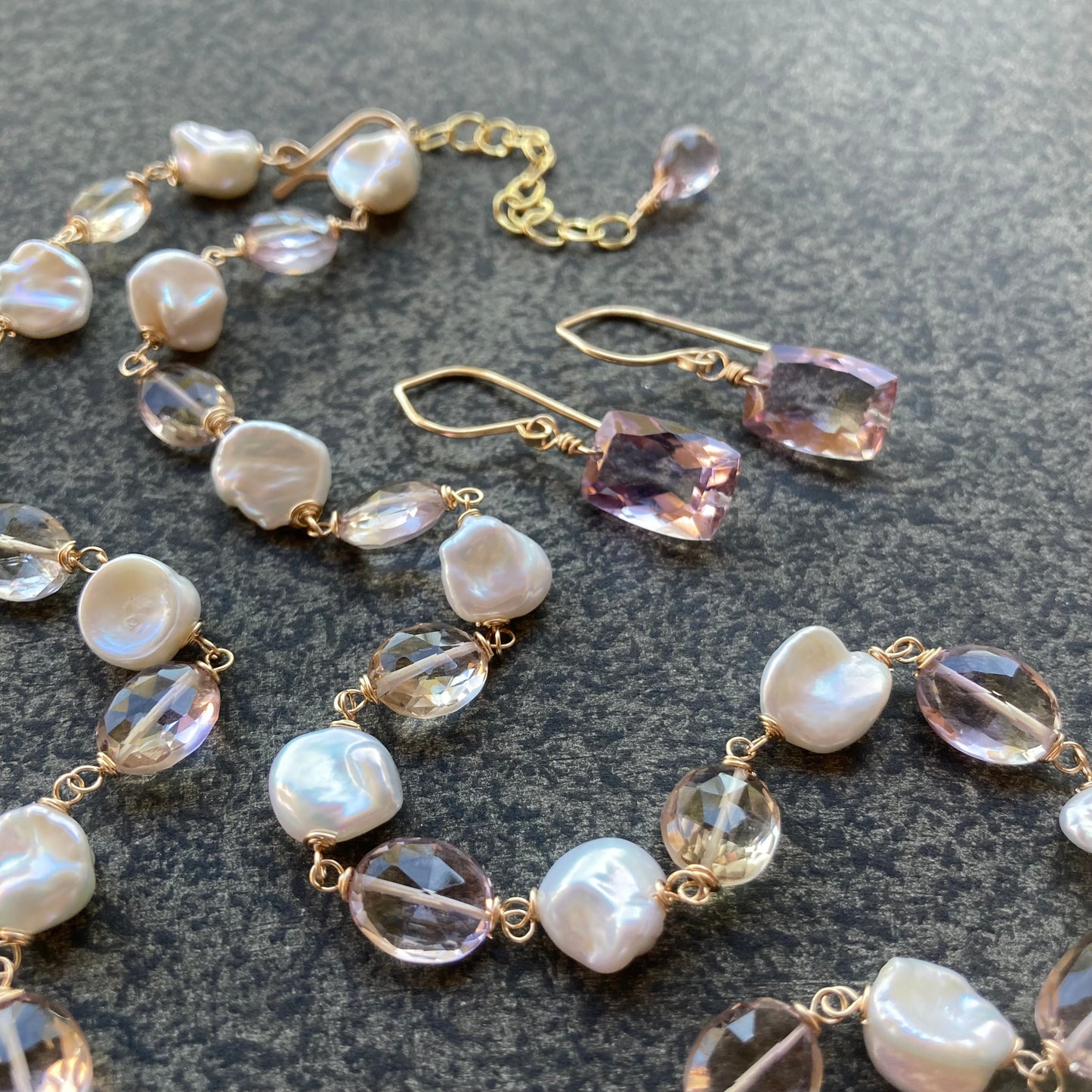 Ametrine, Keshi Pearl & Gold Necklace