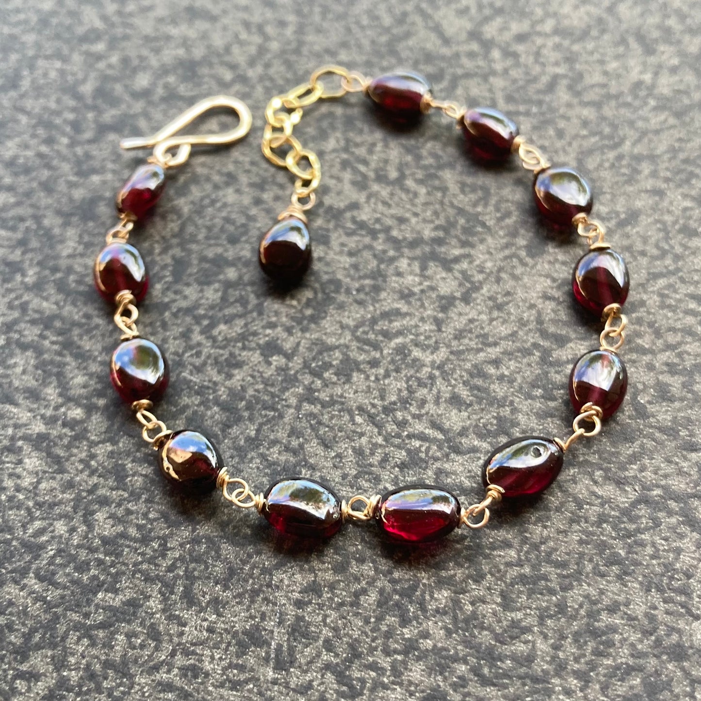 Rhodolite Garnet & Gold Bracelet