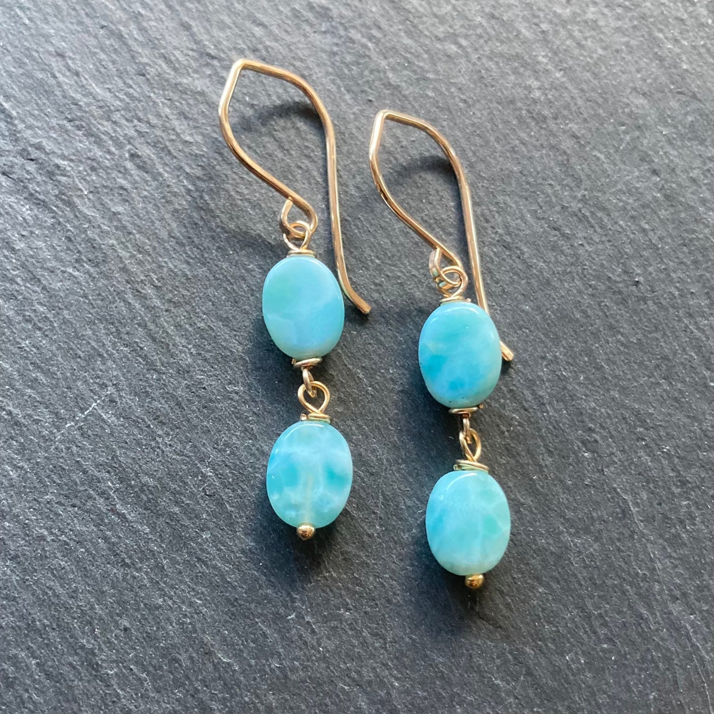 Larimar & Gold Earrings