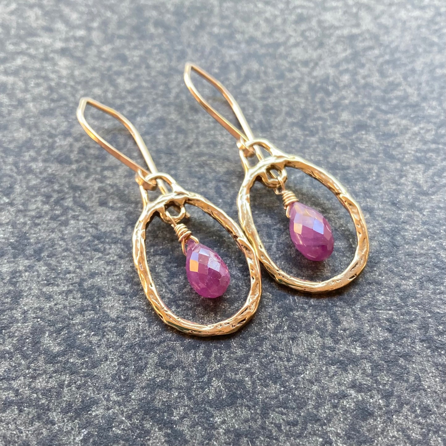 Ruby, Gold & Bronze Oval Hoops