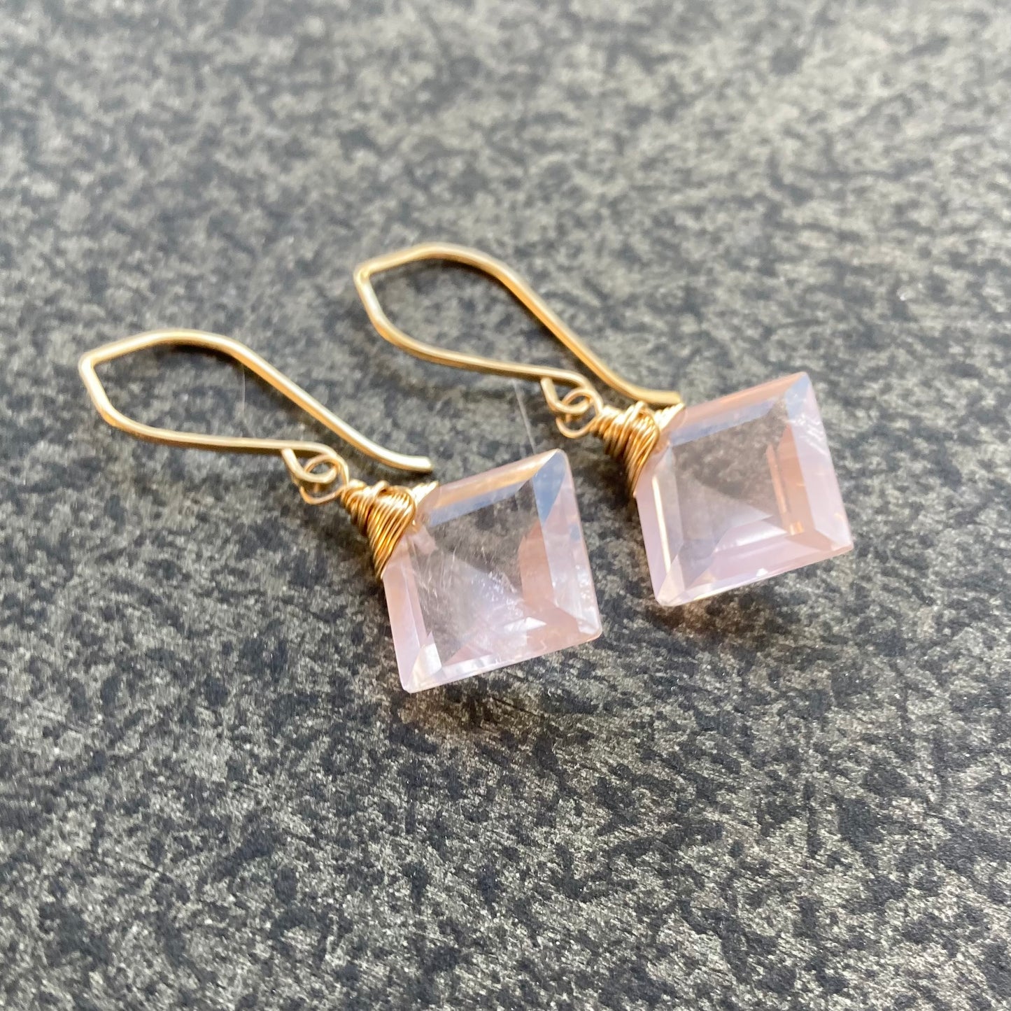 Rose Quartz & Gold Earrings