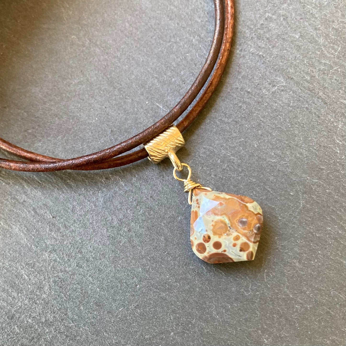 Asteroid Jasper & Bronze Leather Choker