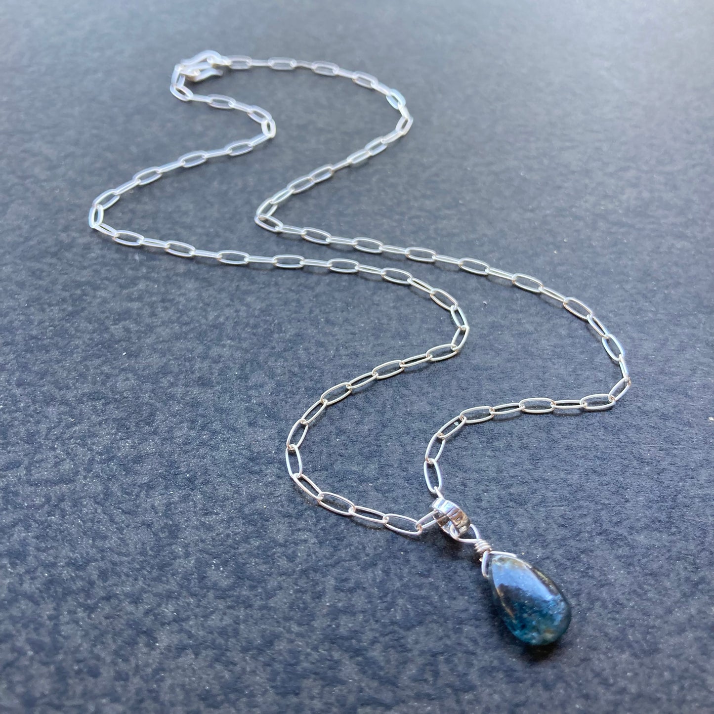 Moss Kyanite & Sterling Silver Pendant Necklace