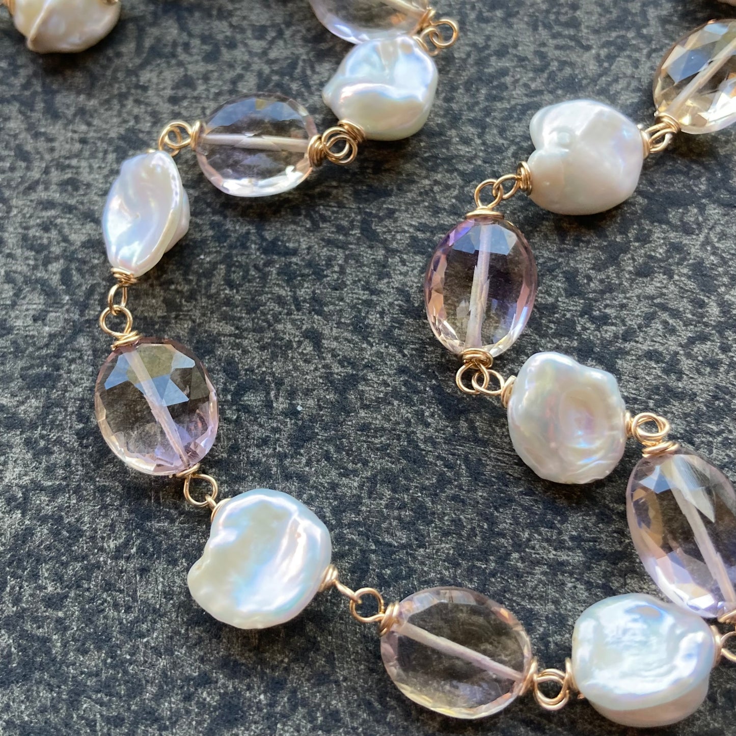 Ametrine, Keshi Pearl & Gold Necklace