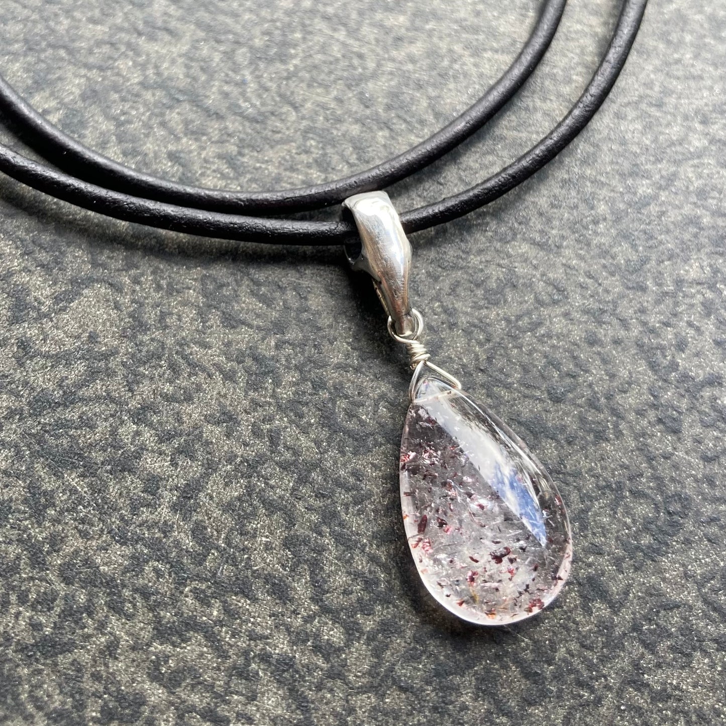 Lepidocrocite & Sterling Silver Leather Choker