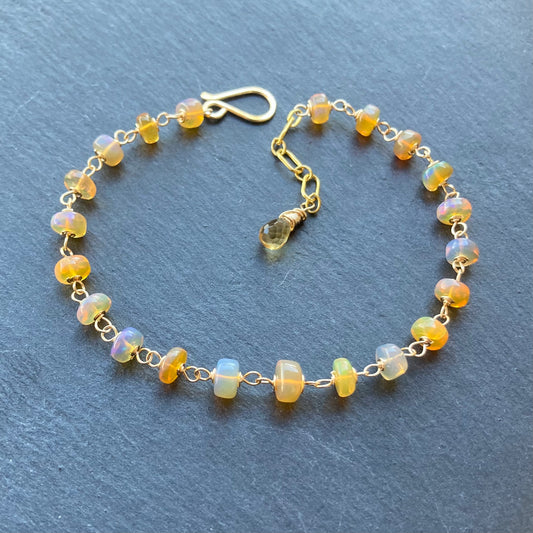Ethiopian Golden Opal & Gold Bracelet