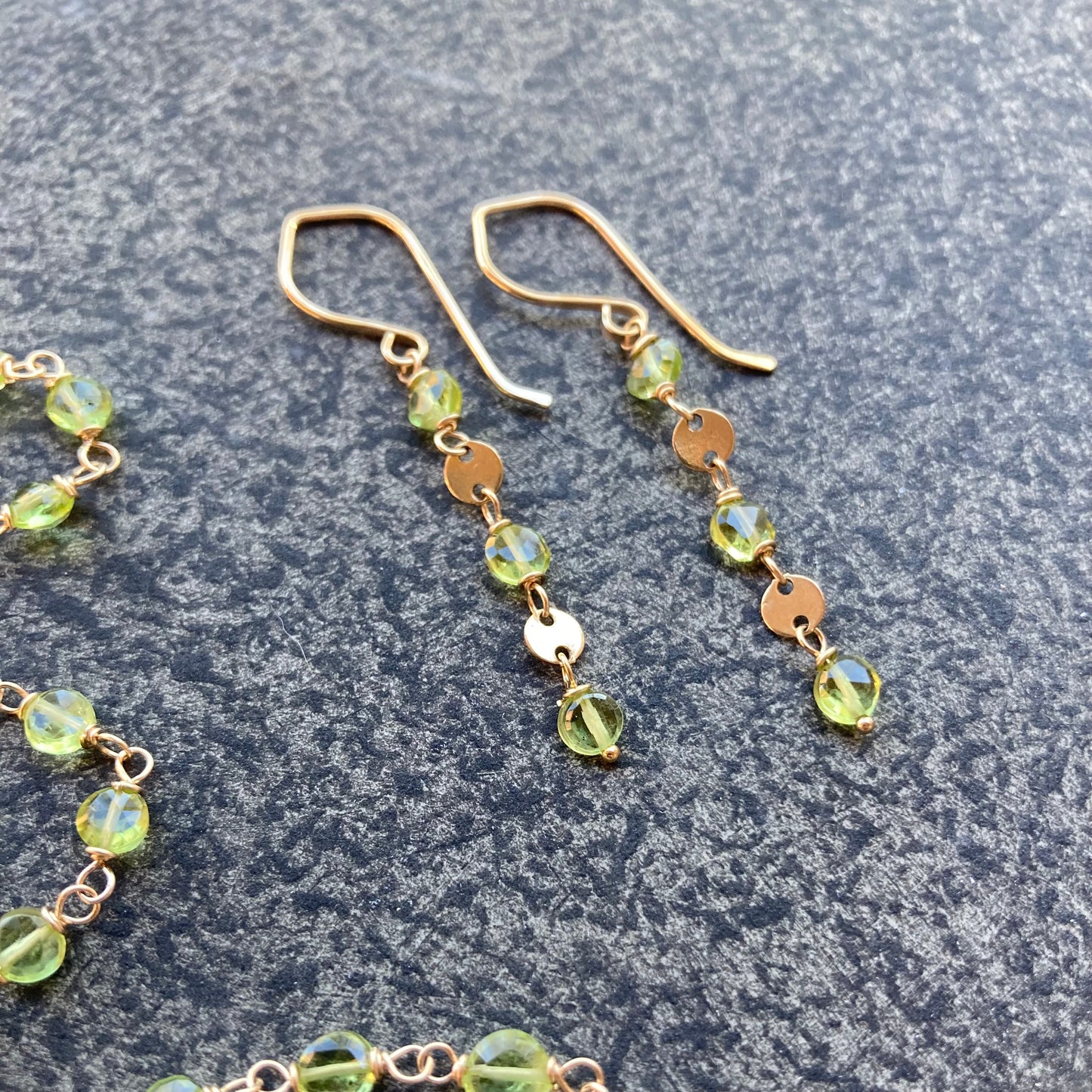 Peridot & Gold Coin Earrings