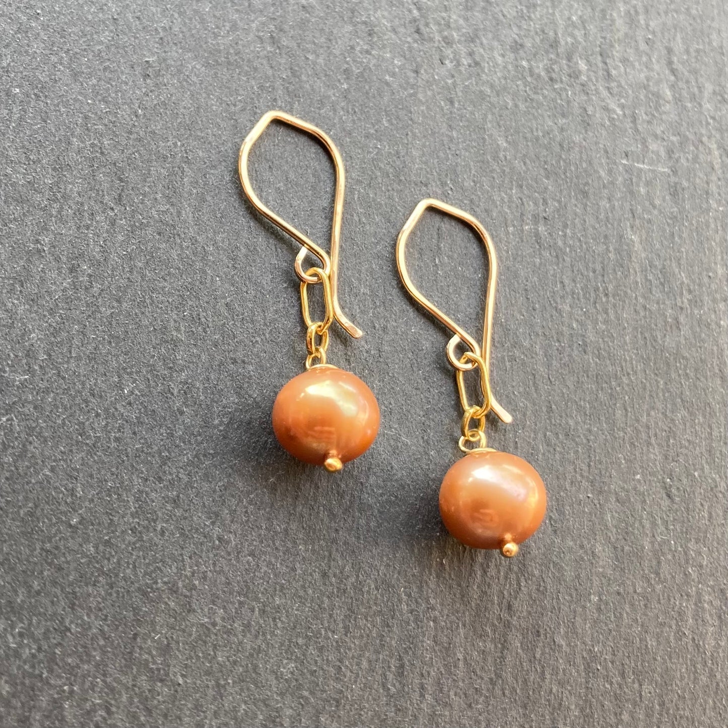 Champagne Pearl & Gold Earrings