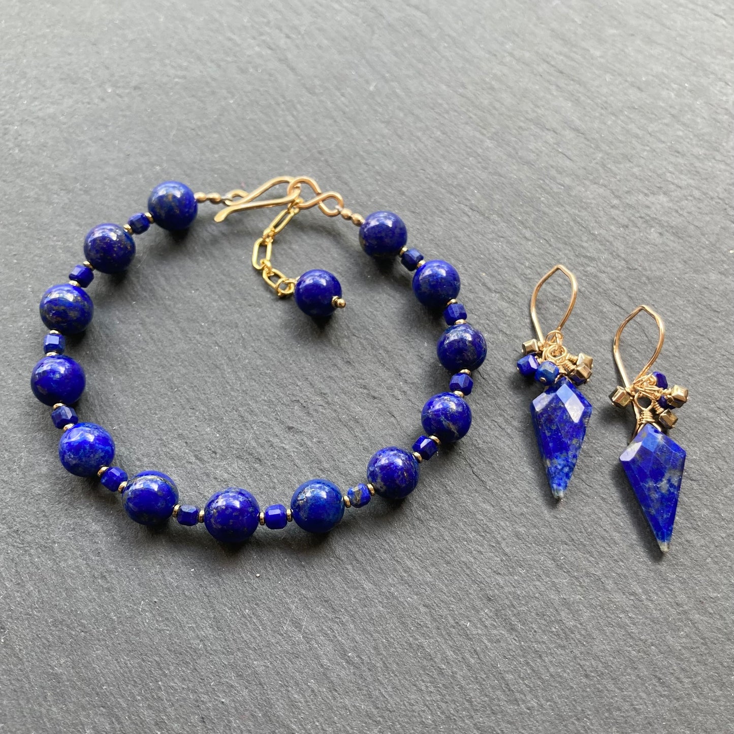 Lapis Lazuli, Pyrite & Gold Bracelet