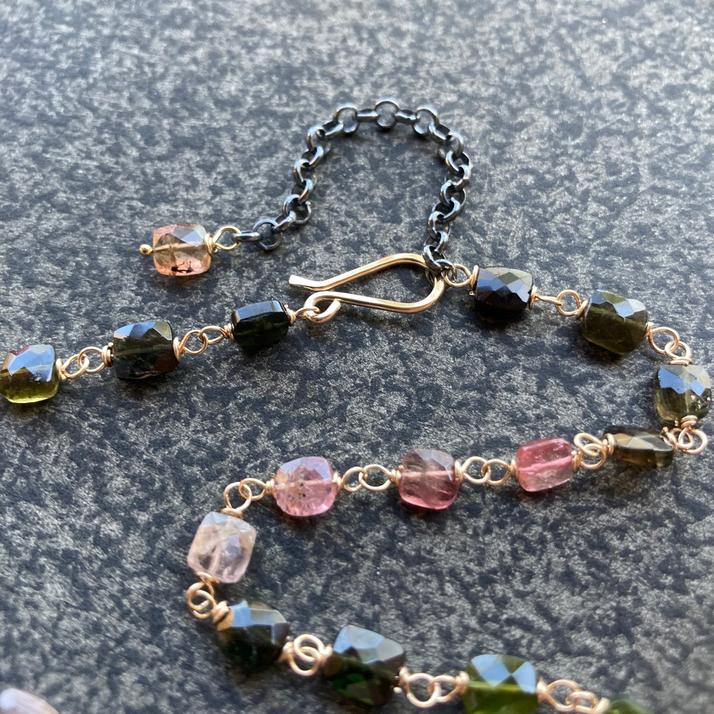 Multicolor Tourmaline & Mixed Metal Necklace