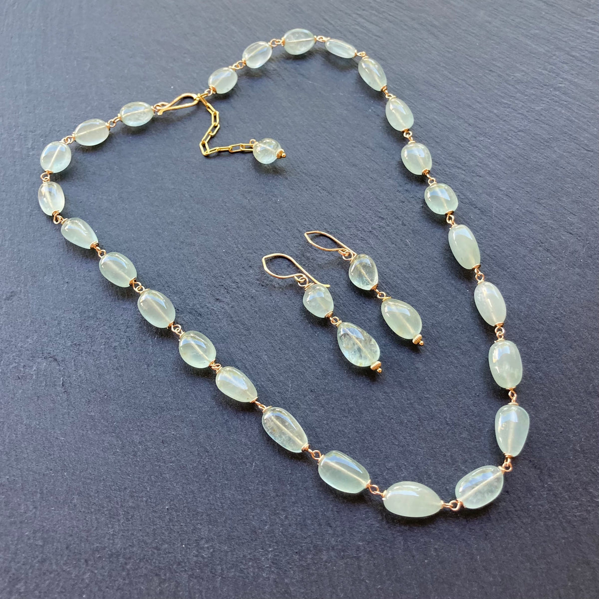 Moss Aquamarine & Gold Earrings