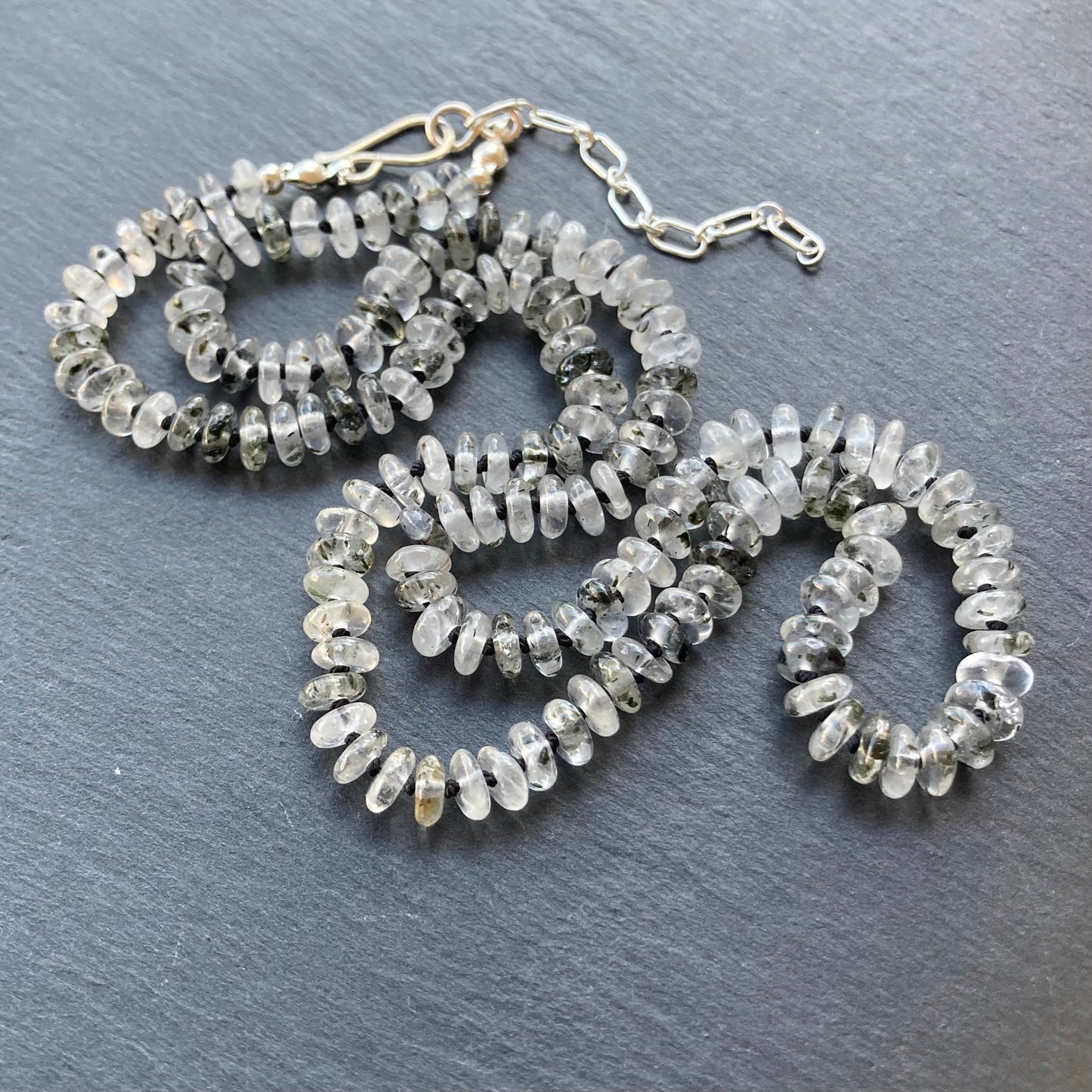 Black Rutilated Quartz Hand Knotted Silk Necklace