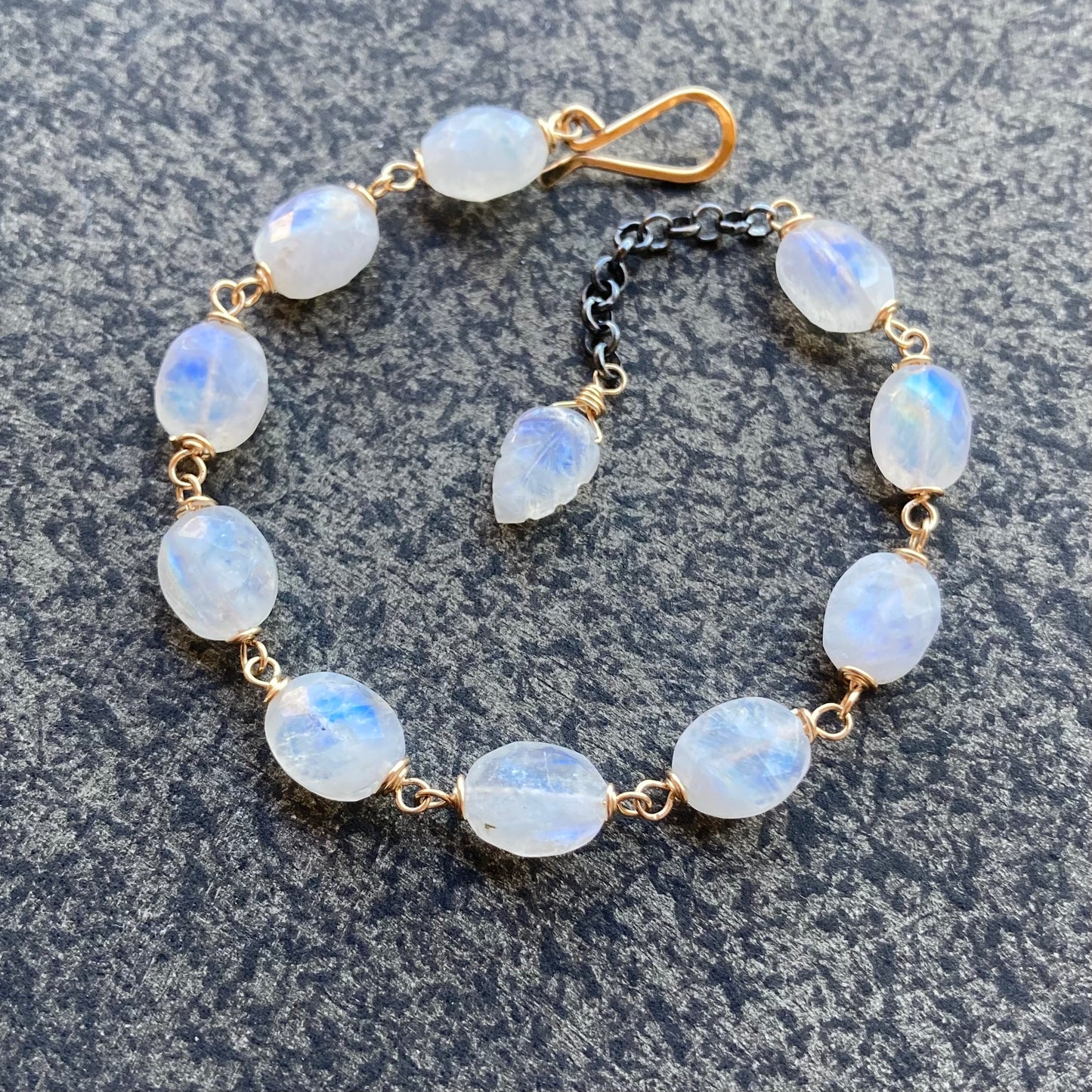 Rainbow Moonstone & Gold Bracelet