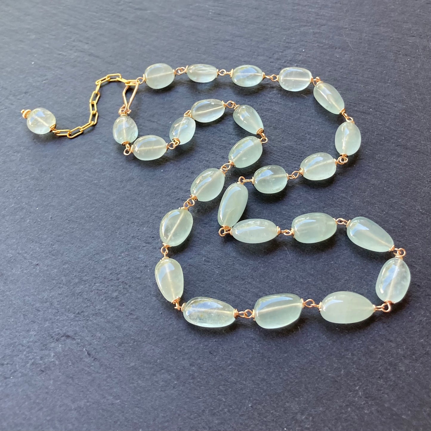 Moss Aquamarine & Gold Necklace
