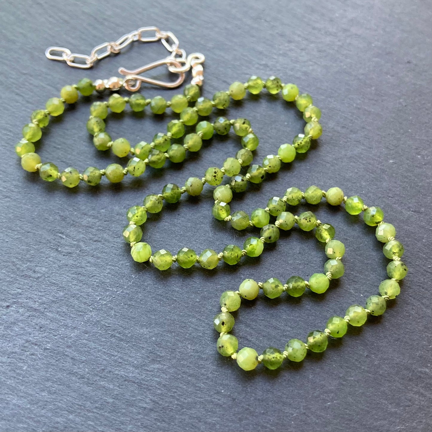 Canadian Jade Hand Knotted Silk Necklace