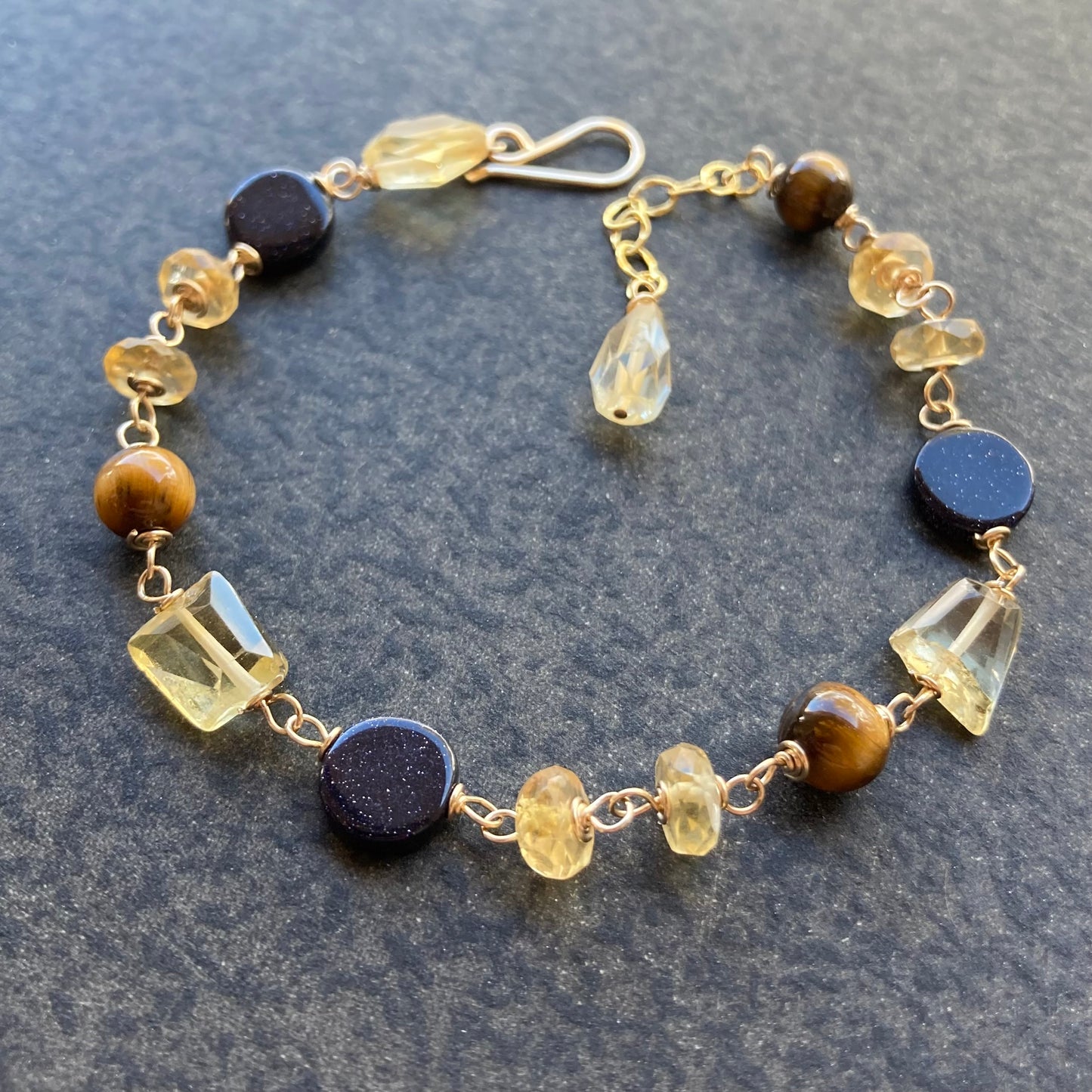 Multi Gemstone Midnight Blue & Gold Bracelet