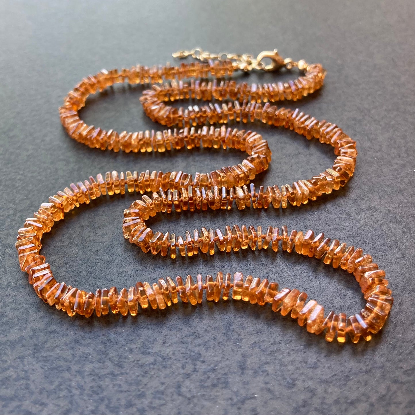 Hessonite Hand Knotted Silk Necklace