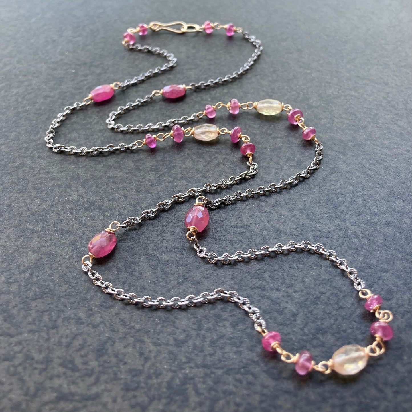 Pink Sapphire & Mixed Metal Necklace