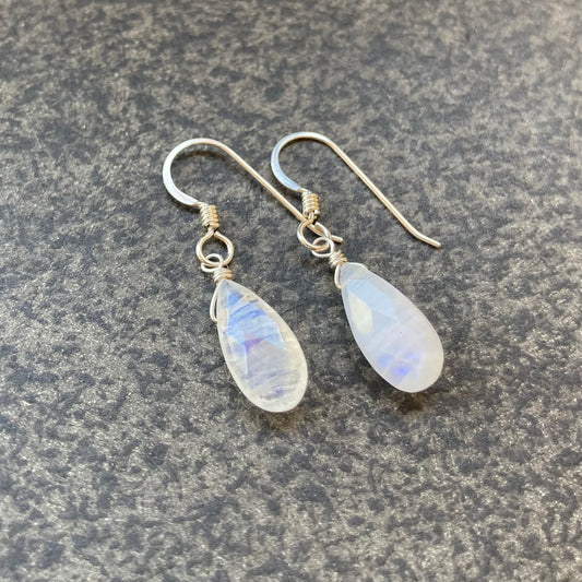 Rainbow Moonstone & Sterling Silver Earrings