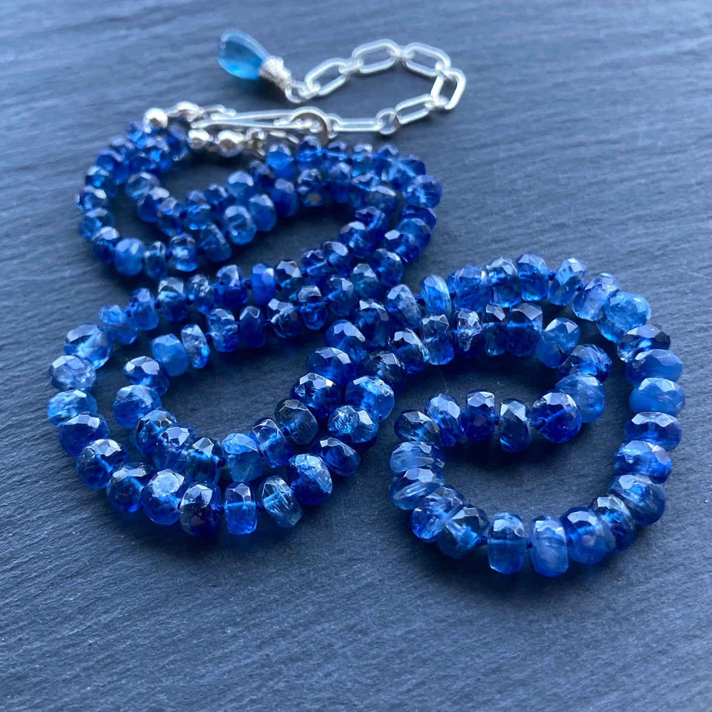 Blue Kyanite Hand Knotted Silk Necklace