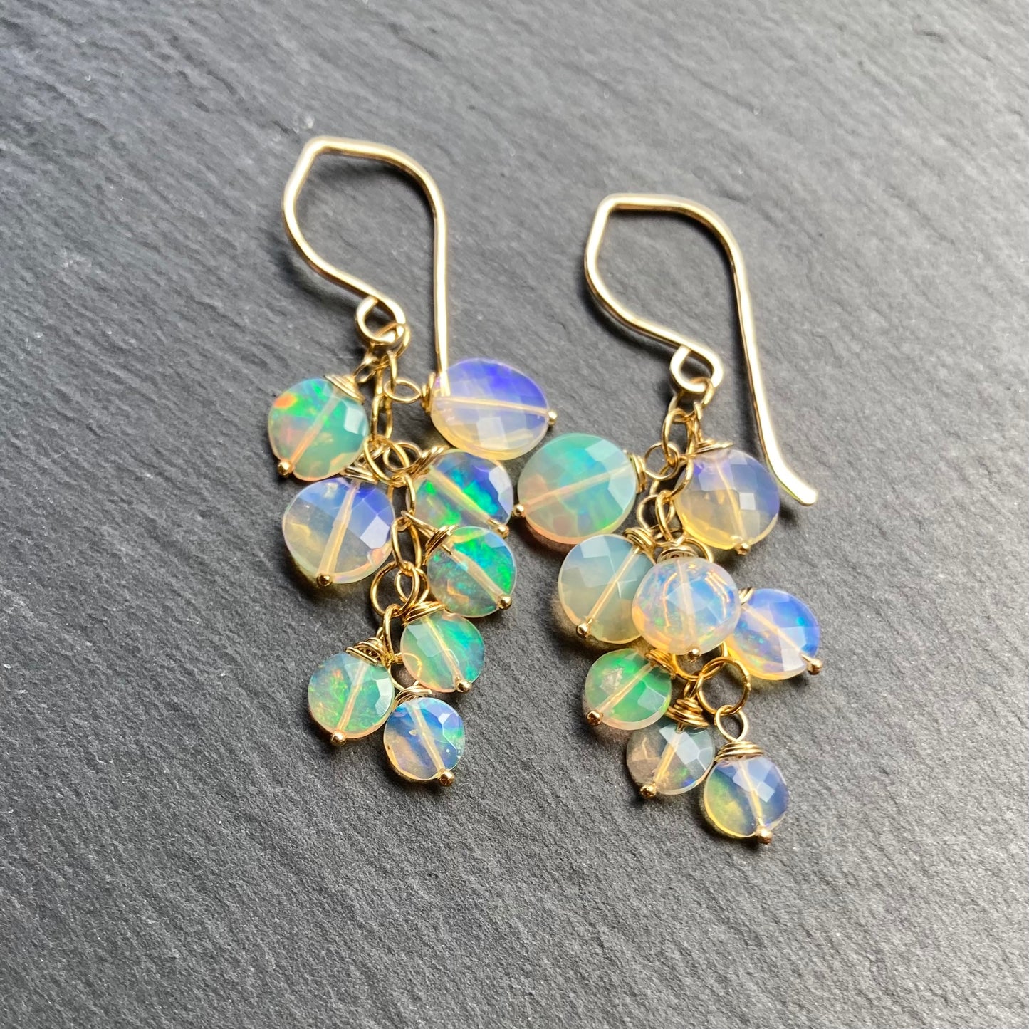 Ethiopian Opal & Gold Bubble Cascade Earrings