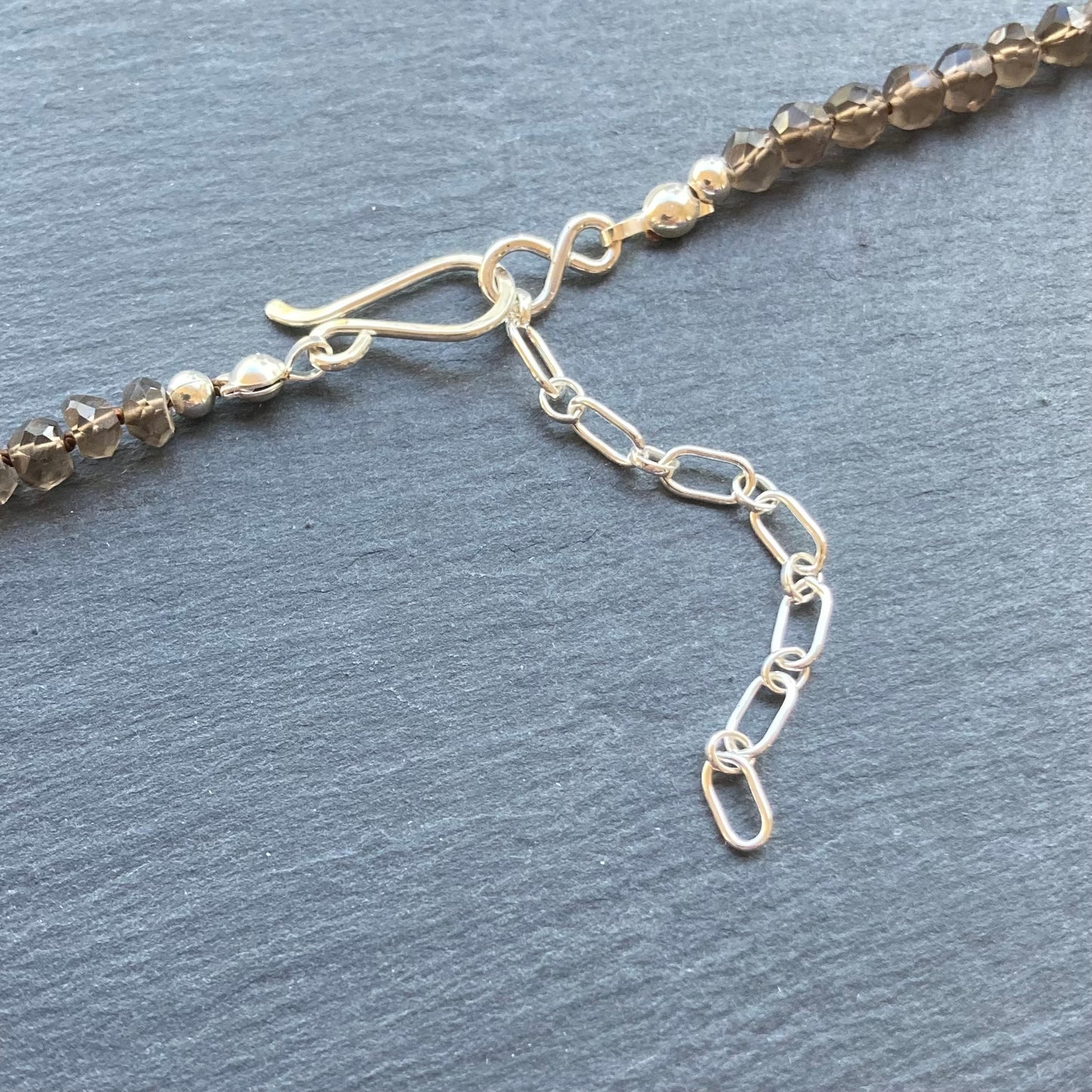 Smoky Quartz Hand Knotted Silk Necklace