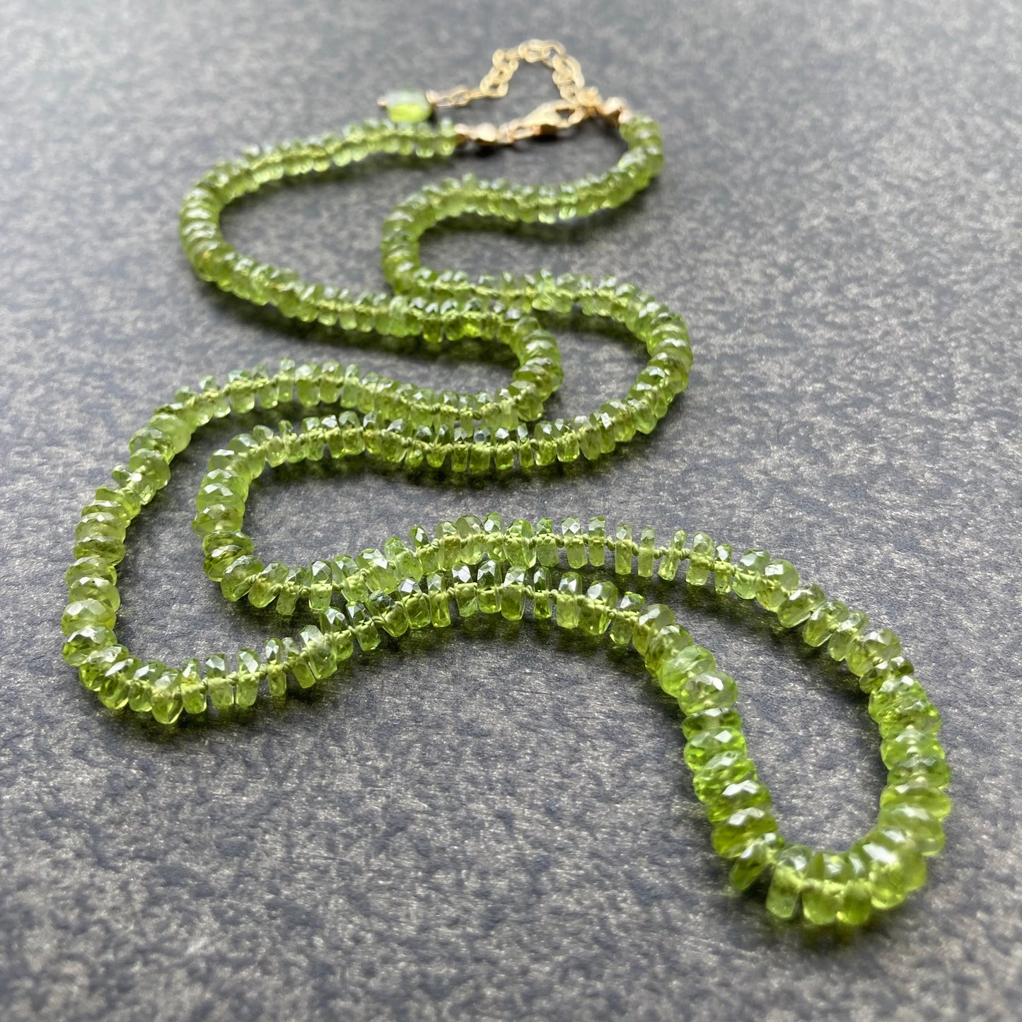 Peridot Hand Knotted Silk Necklace