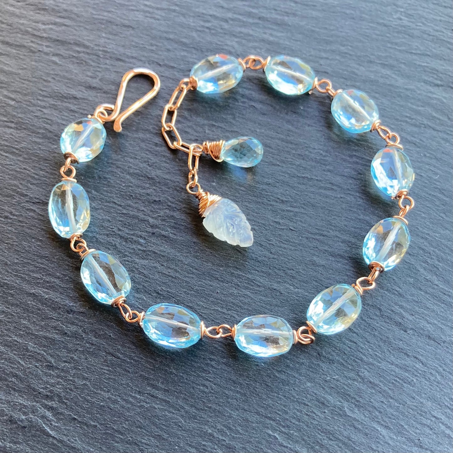 Blue Topaz & Rose Gold Bracelet