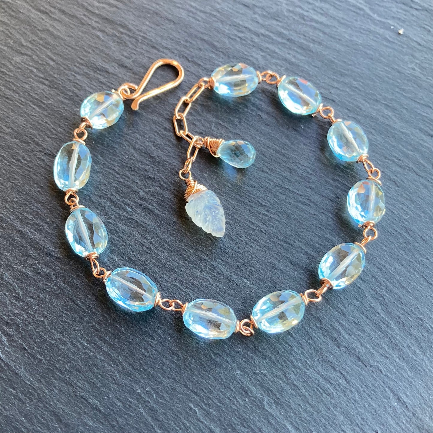 Blue Topaz & Rose Gold Bracelet