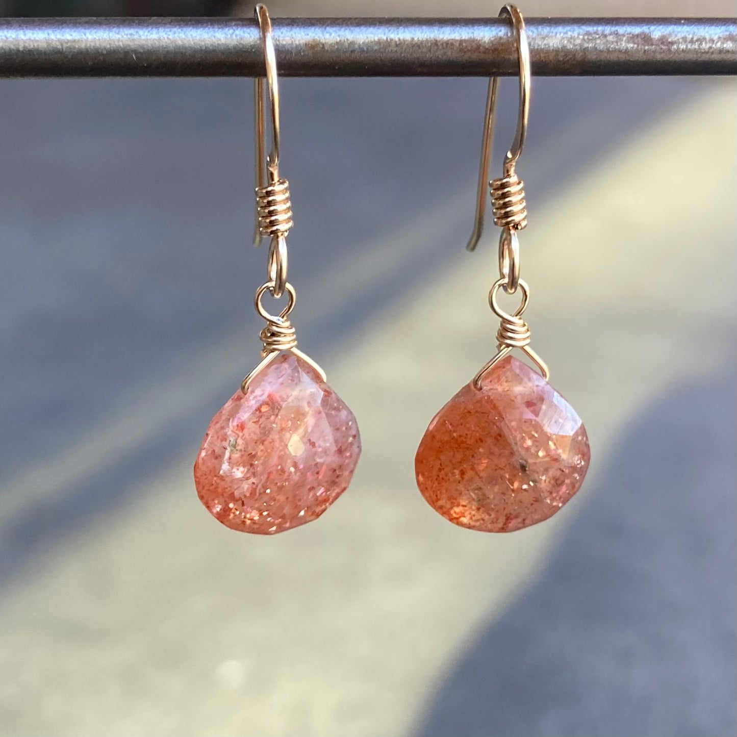 Oregon Sunstone & Gold Earrings