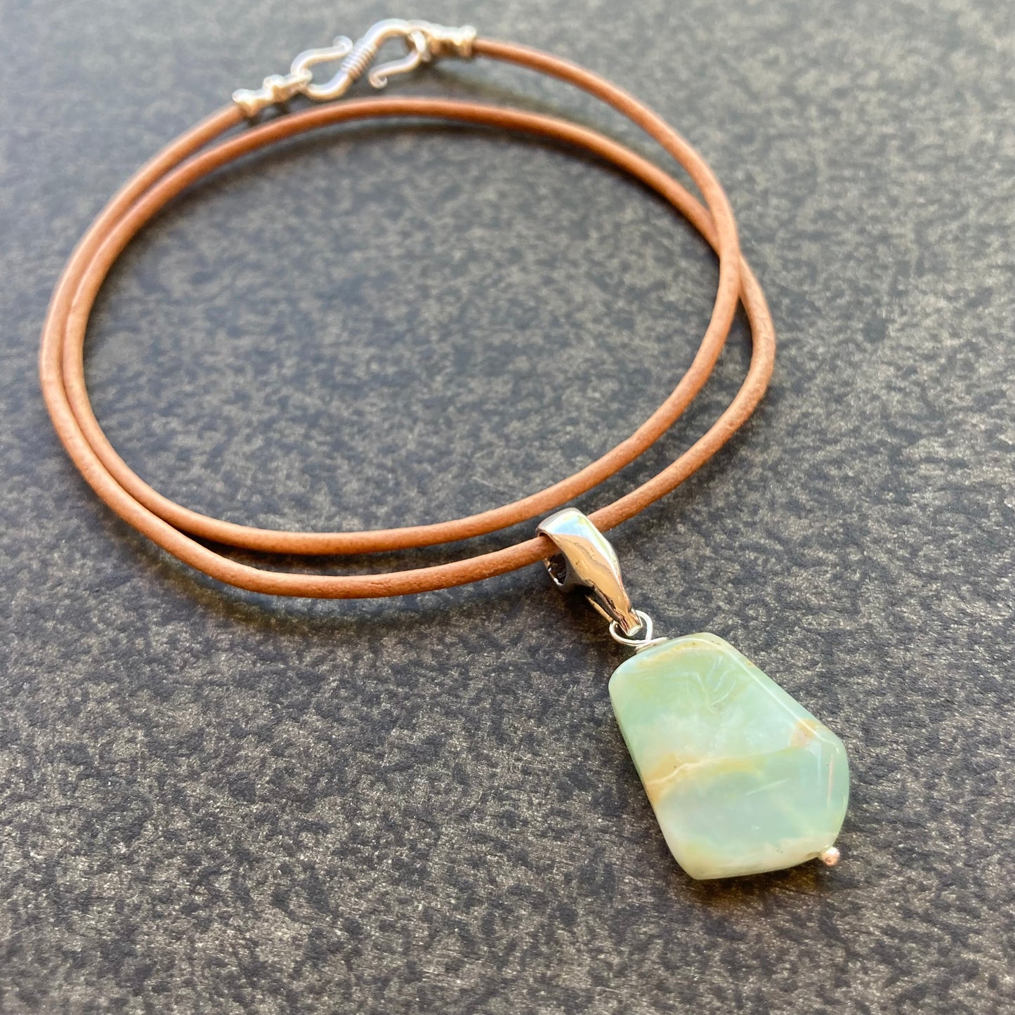 Peruvian Opal & Sterling Silver Leather Choker