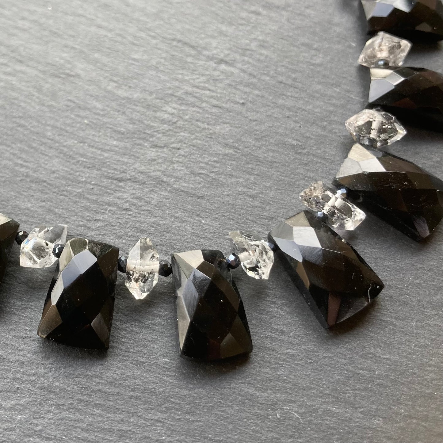 Black Onyx & Herkimer Diamond Necklace