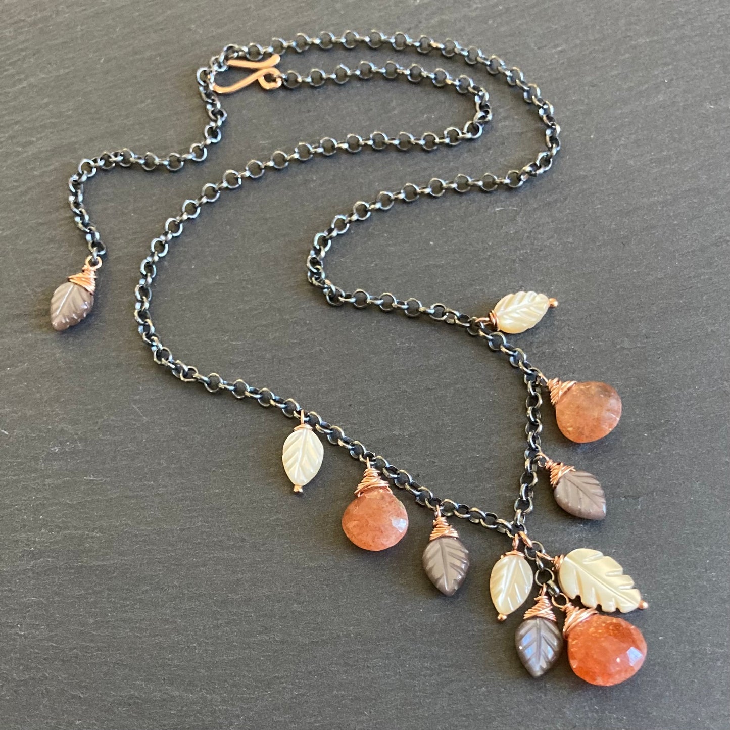 Sunstone & Mixed Metal Charm Choker