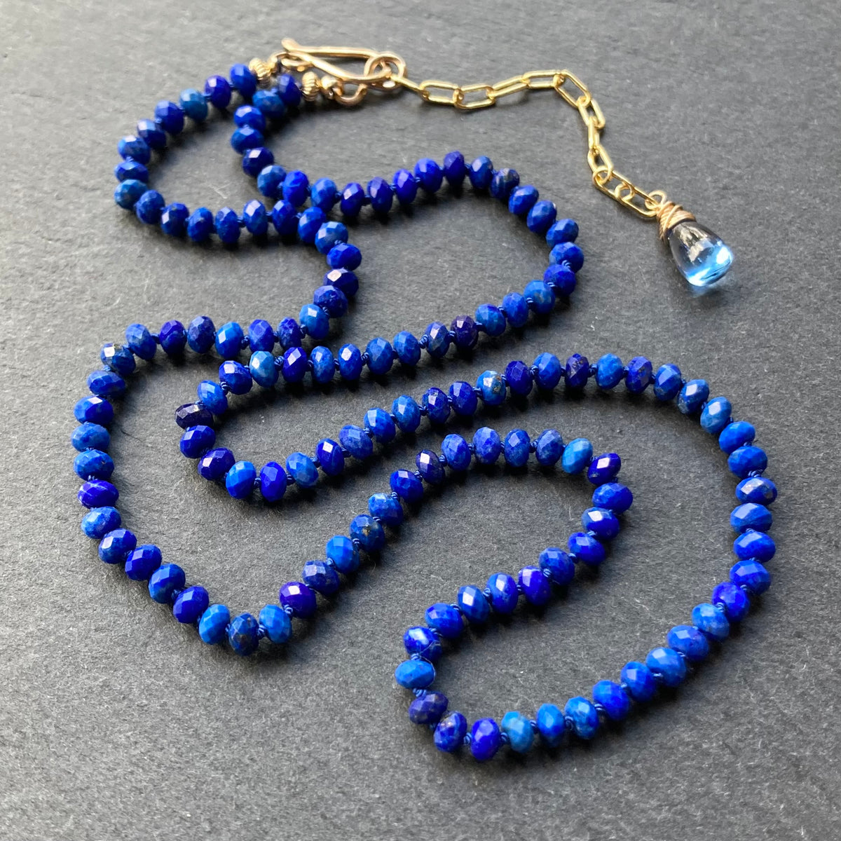 Lapis Lazuli Hand Knotted Silk Necklace