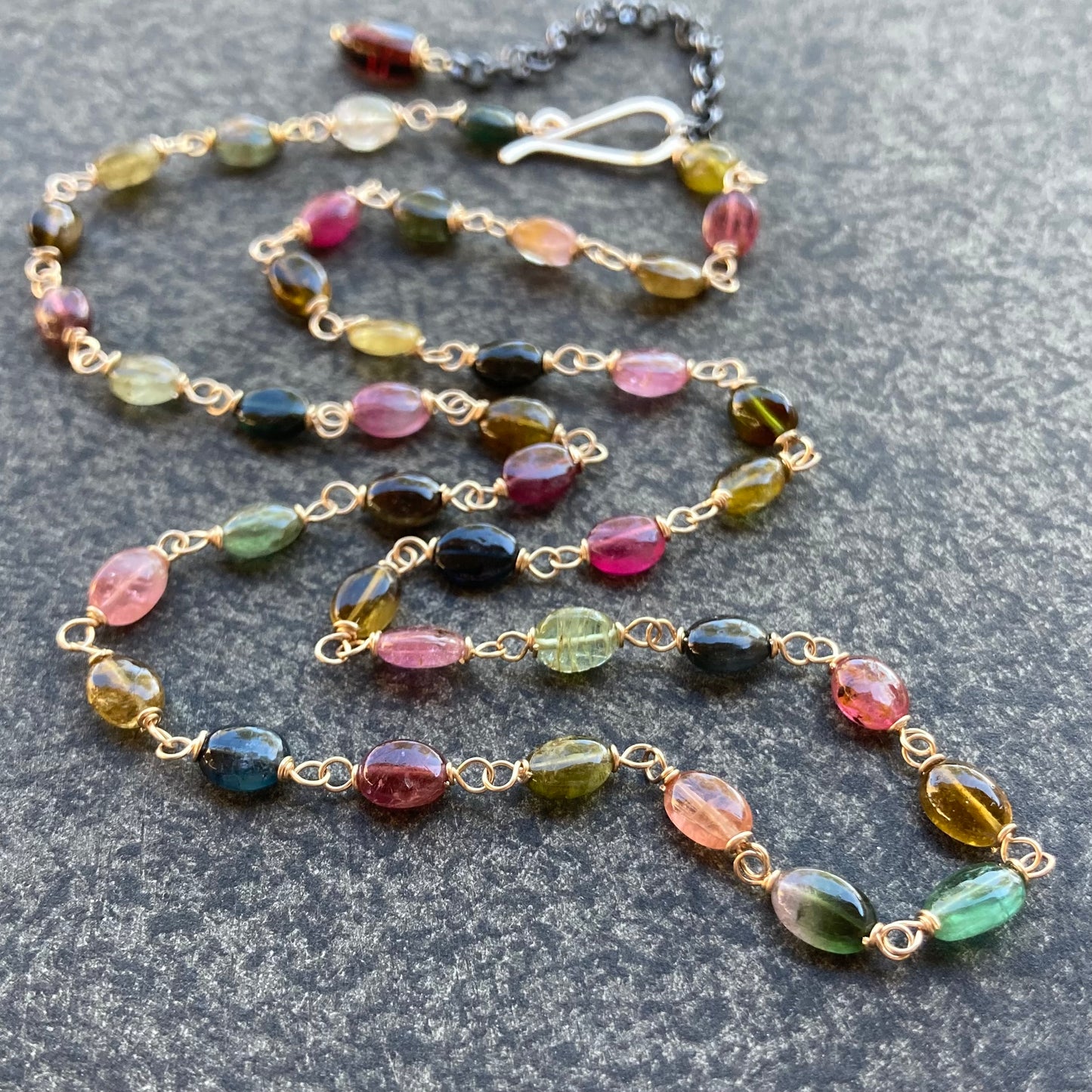 Multicolor Tourmaline & Mixed Metal Necklace