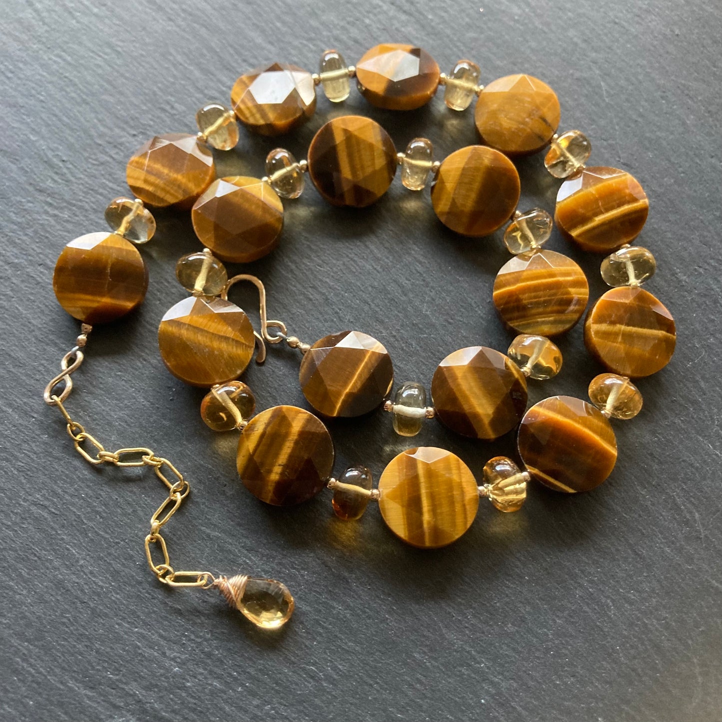 Tiger’s Eye, Citrine & Gold Collar