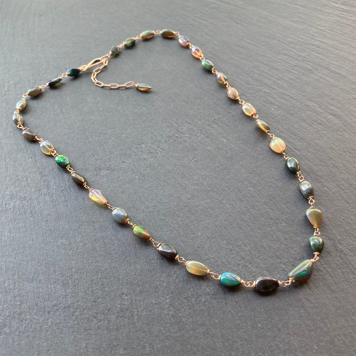 Ethiopian Black Opal & Rose Gold Necklace