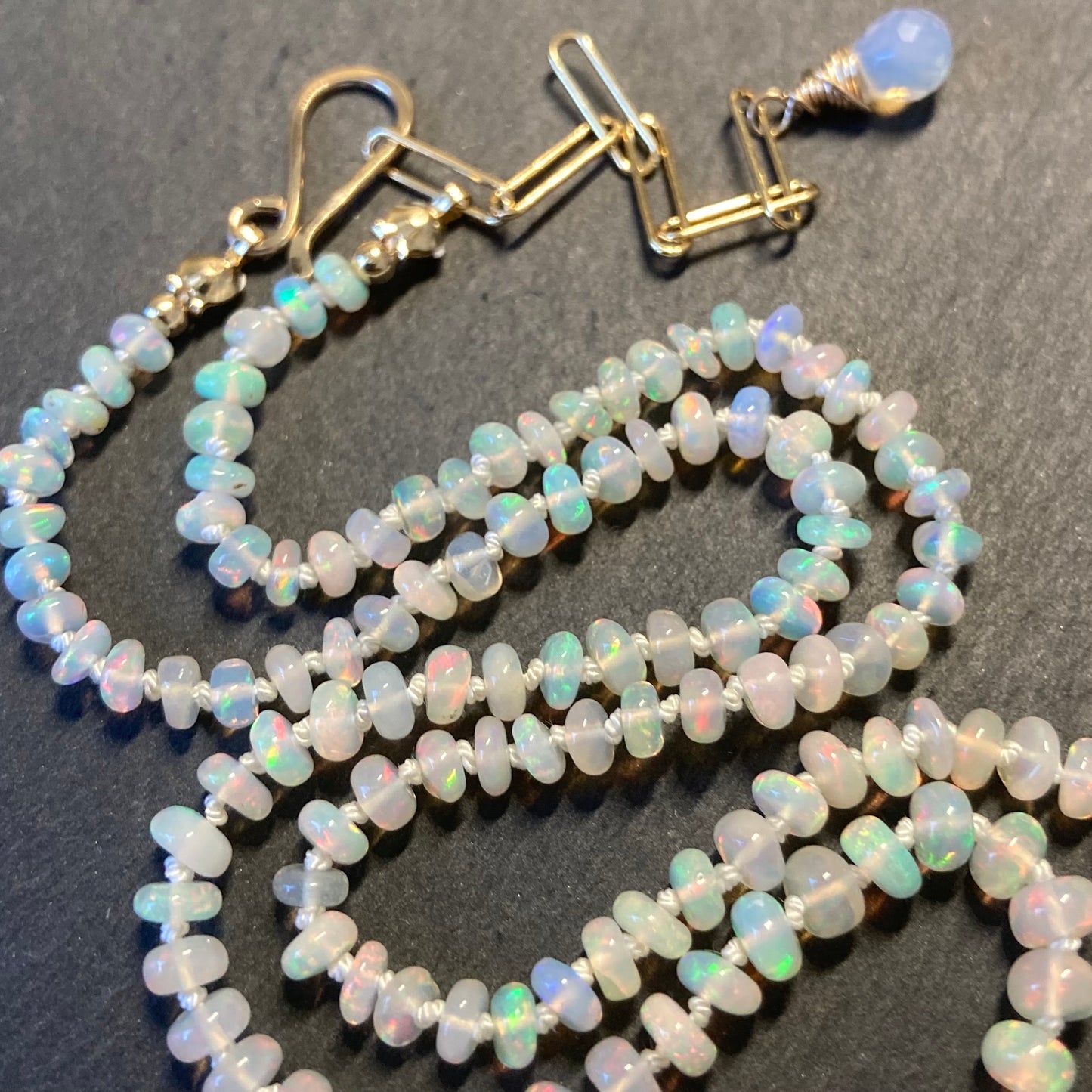 Ethiopian Opal Hand Knotted Silk Necklace