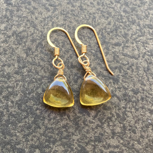 Beer Quartz & 14k Gold Earrings