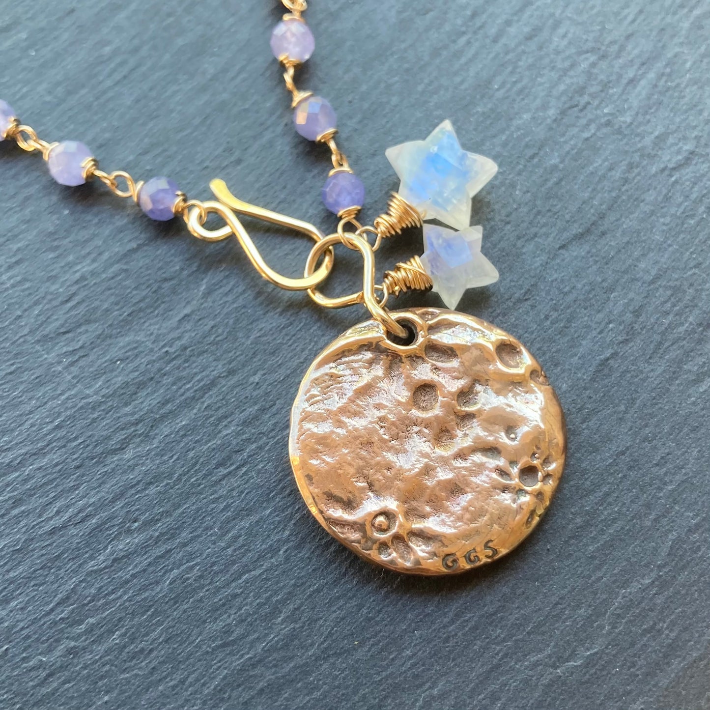 Tanzanite, Gold & Bronze Moonglow Pendant Necklace